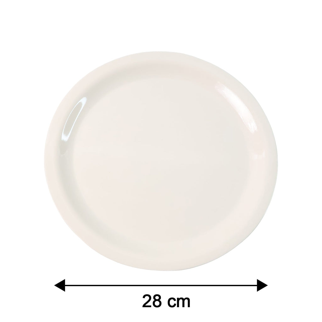 White 28cm dinner plate suitable for rice, curry, roti, and snacks