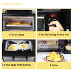 Grilling sausages and frying eggs simultaneously on the multifunctional breakfast maker.