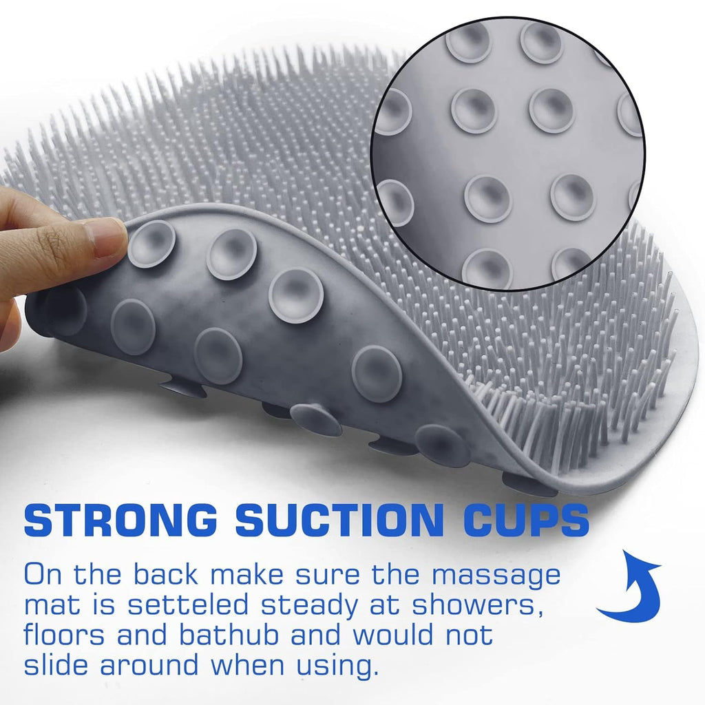 Anti-slip silicone foot scrubber mat for bathroom safety