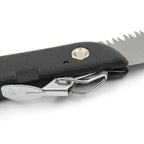 The compact folding handsaw with its protective sheath, easy to carry for camping.
