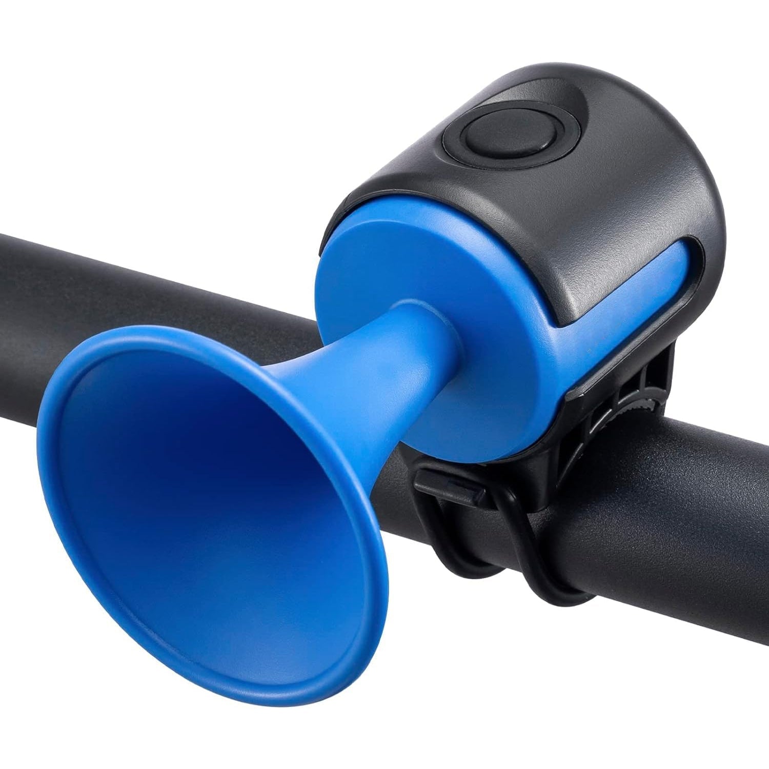 View of the electric bicycle horn seamlessly installed on a bike handlebar, ready for use.
