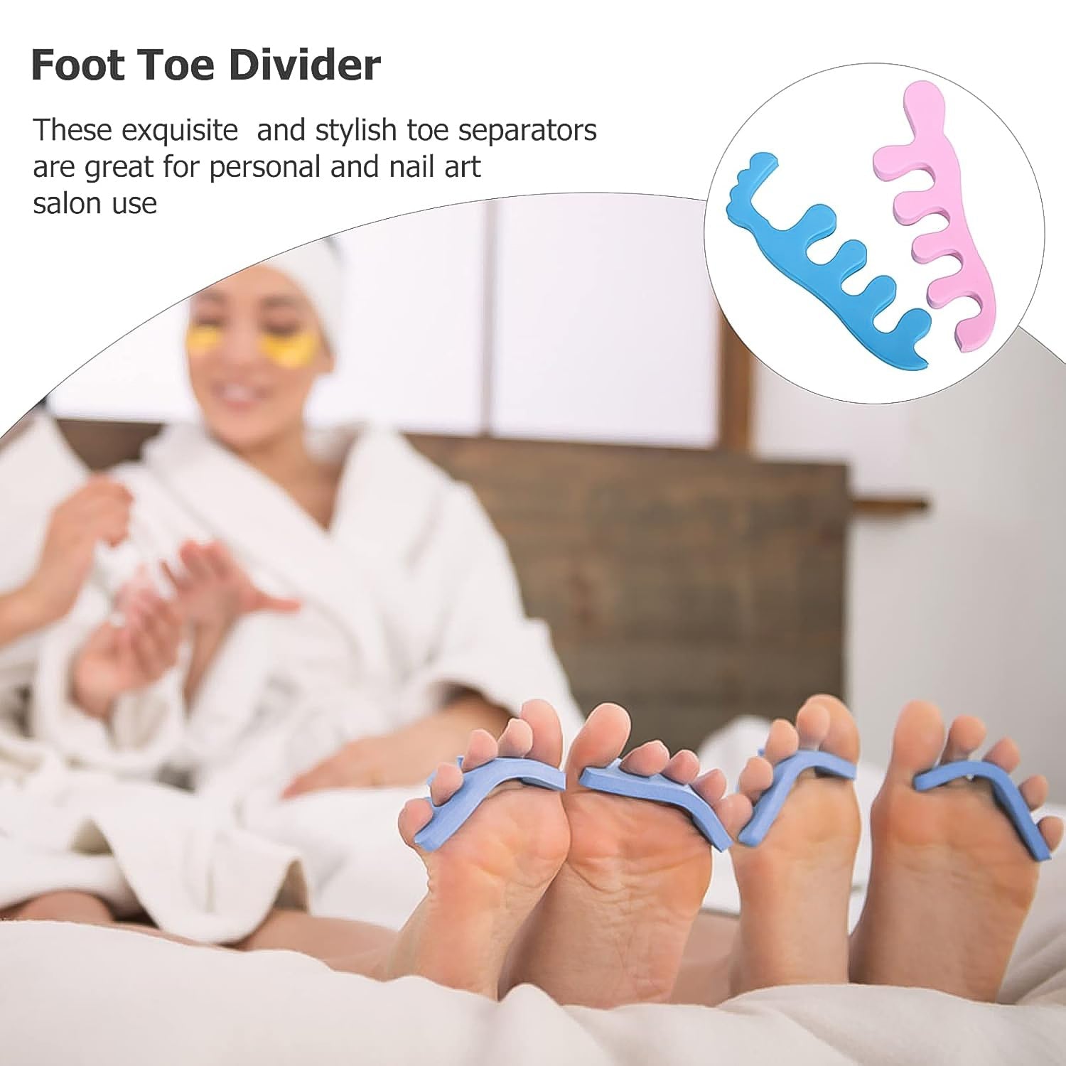 SereniToe branded soft toe stretchers ideal for pedicure sessions