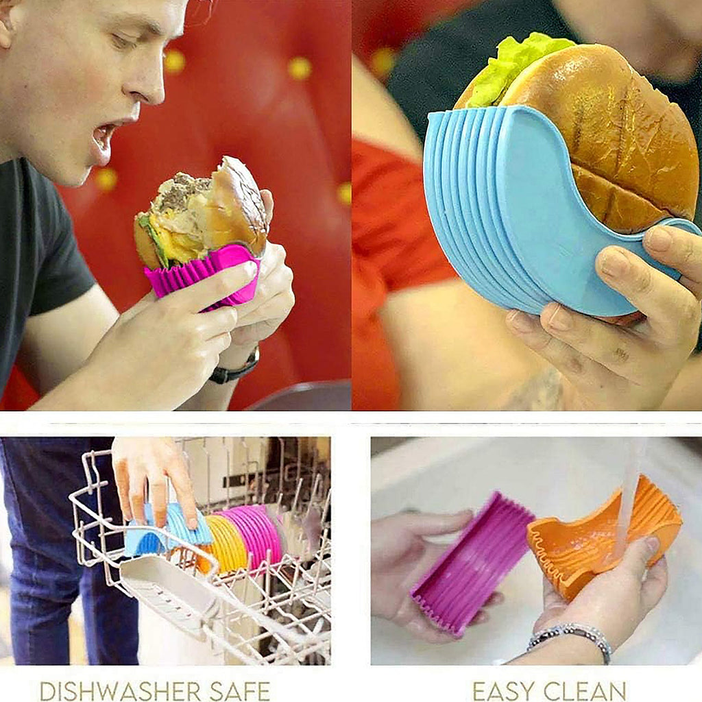 Diagram illustrating the U-shaped support of the stretchable burger holder.