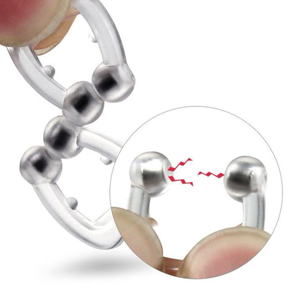 Close-up of anti-snore nose clip magnetic components