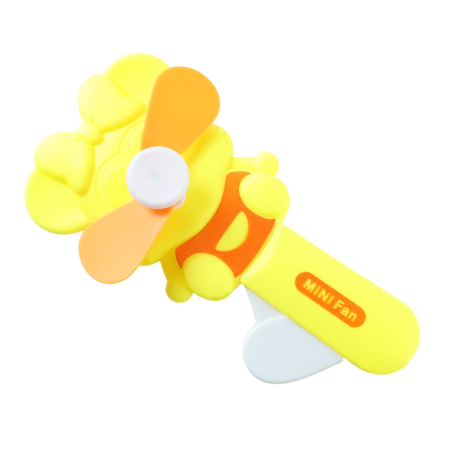 Compact manual mini fan showing its playful cartoon design