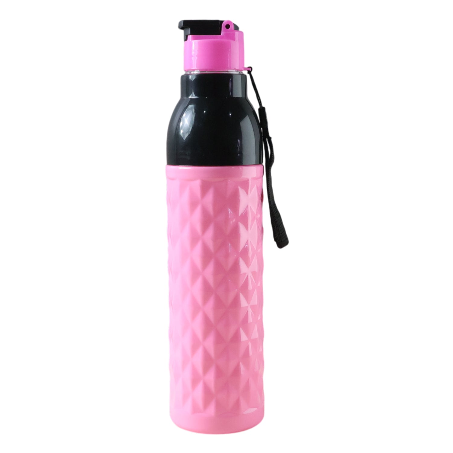 Water bottle with flip-top lid open showcasing leakproof design