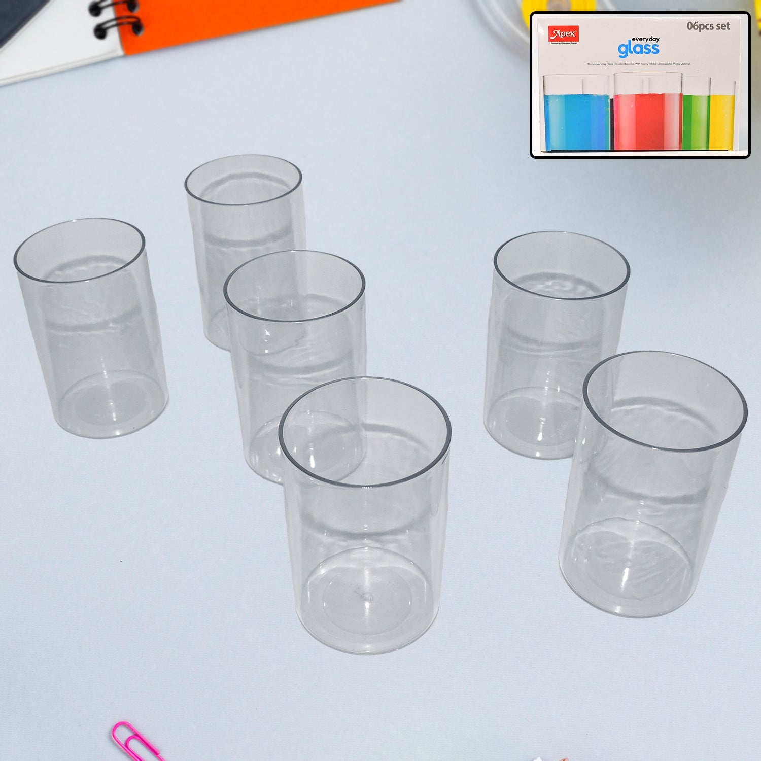 Durable plastic glass set tumblers with clear, glass-like finish