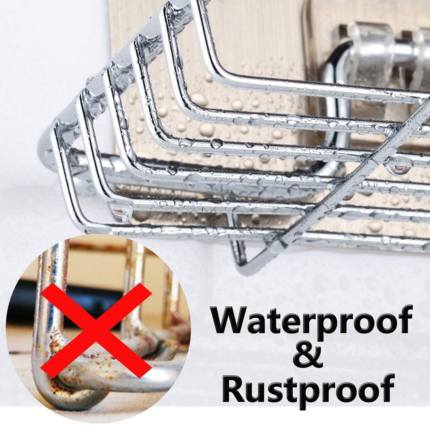 Wall mounted soap dish demonstrating effective drainage to keep soap dry.