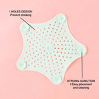 Star shaped silicone sink strainer with suction cups for kitchen and bathroom use