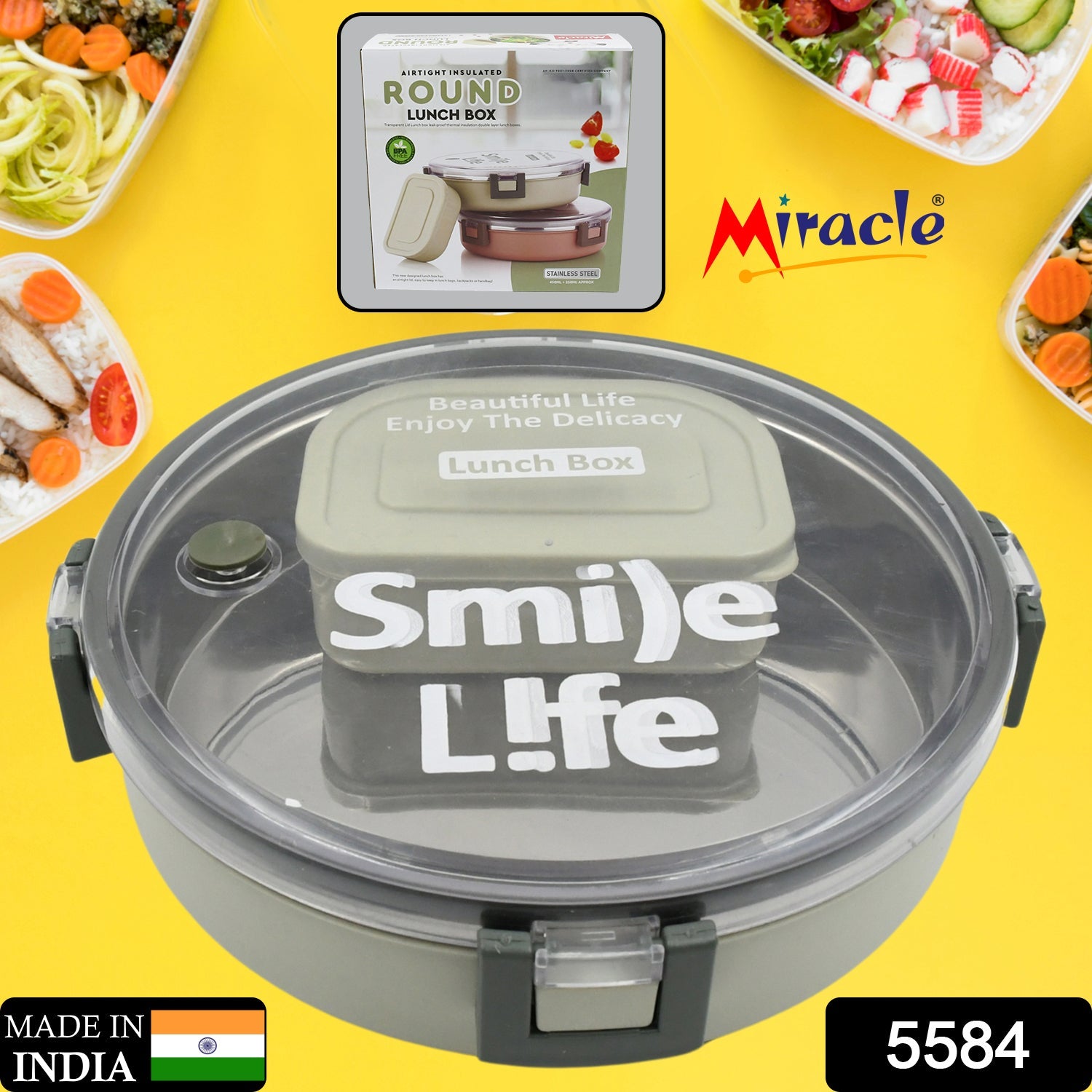 Close-up view of the leak-proof seal on the Miracle Stainless Steel Lunch Box, ensuring no spills.
