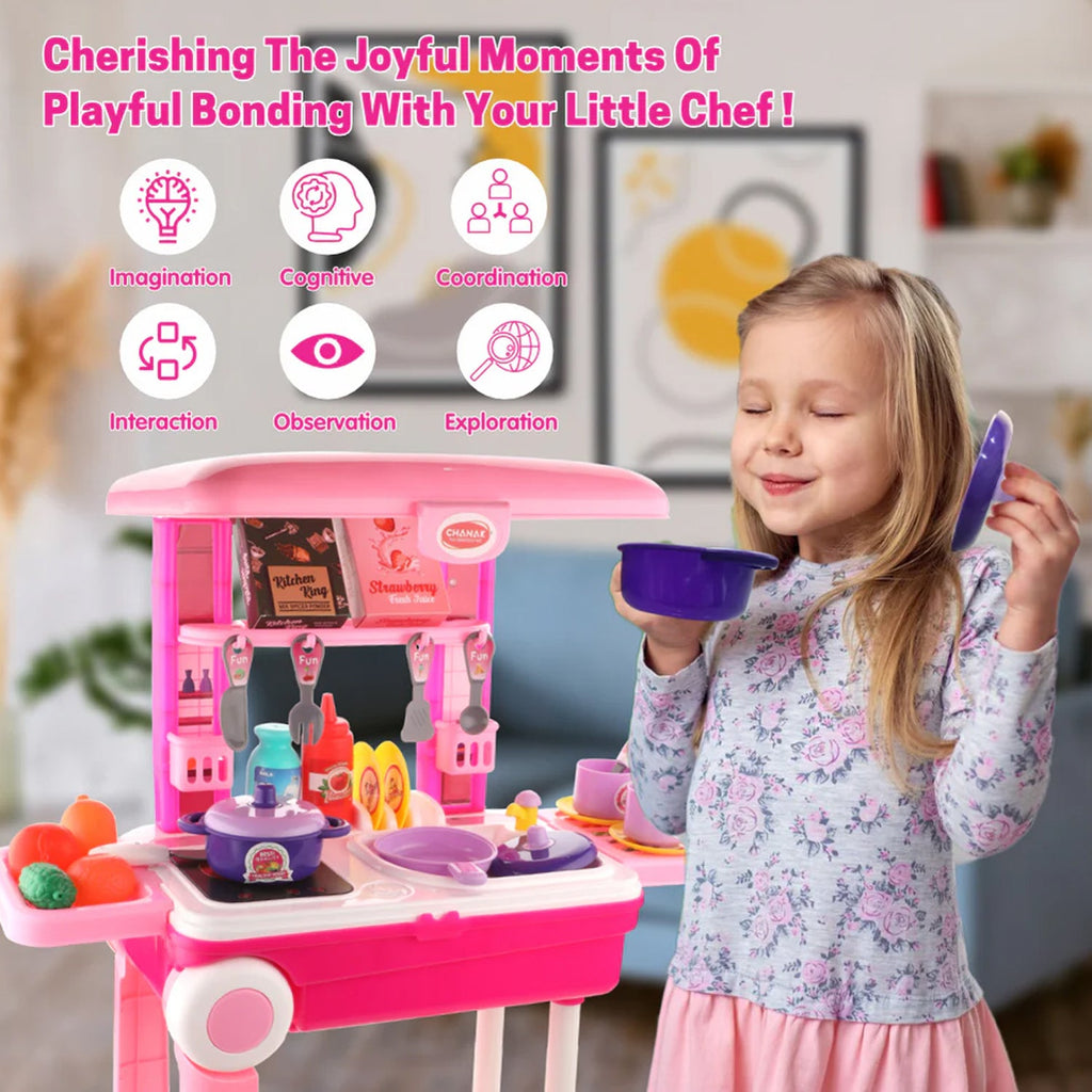 Kitchen set for kids accessories including pots and pans