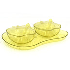 Apple tray for serving various foods and snacks.