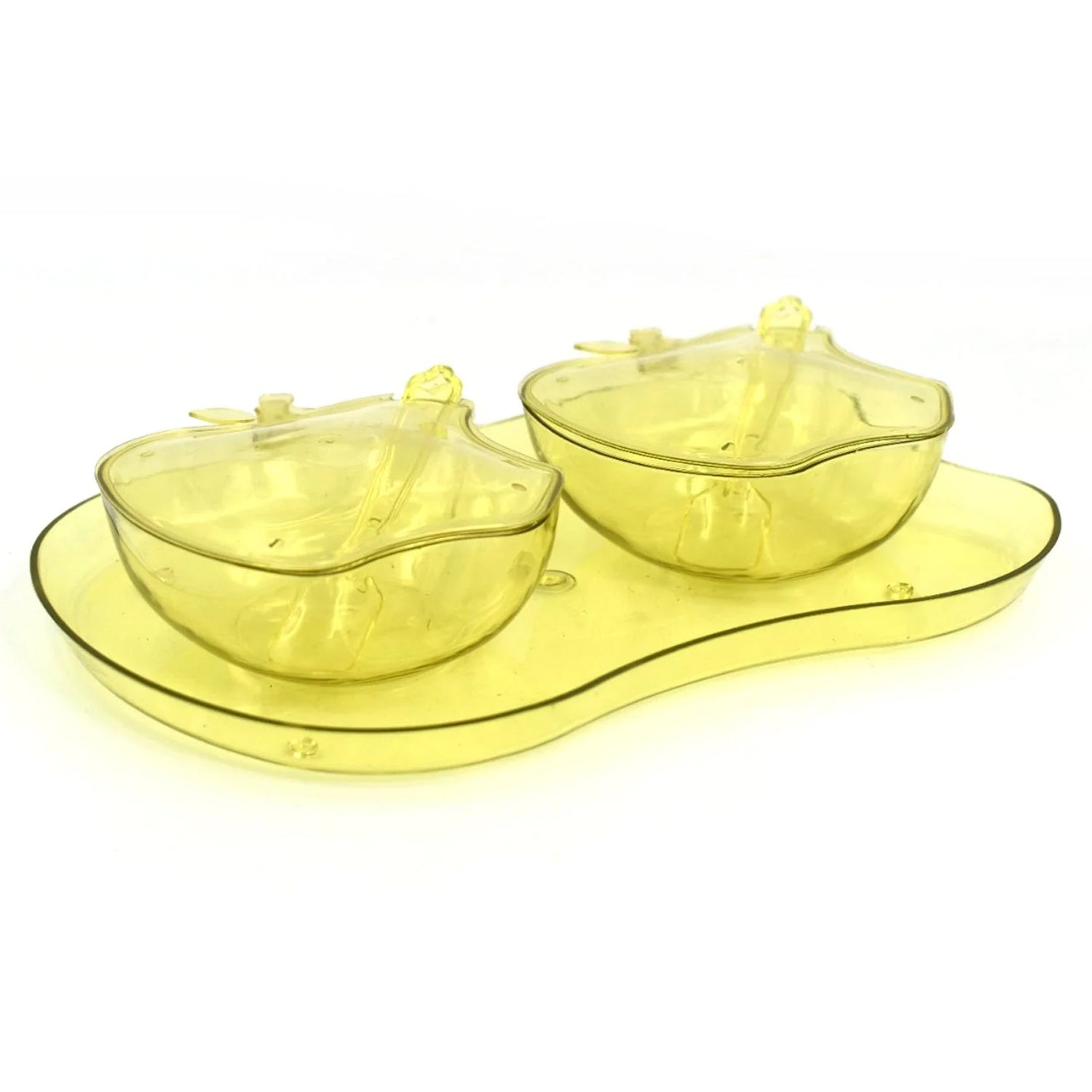 Apple tray for serving various foods and snacks.