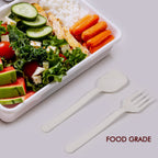 Quickslice plastic forks and spoons arranged in their convenient packaging.