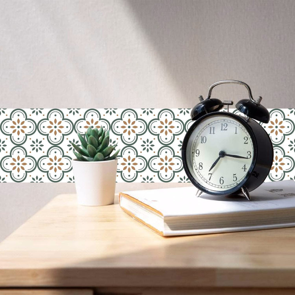 Water droplets beading on a waterproof Peel and Stick Tile, showcasing its durable, moisture-resistant finish.