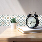 Water droplets beading on a waterproof Peel and Stick Tile, showcasing its durable, moisture-resistant finish.