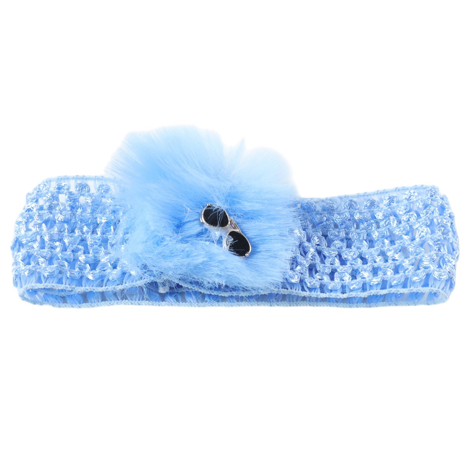 Stretchable baby girl headband with adorable pom pom