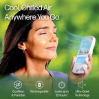 Side view of the portable personal air cooler showing its compact and lightweight build.