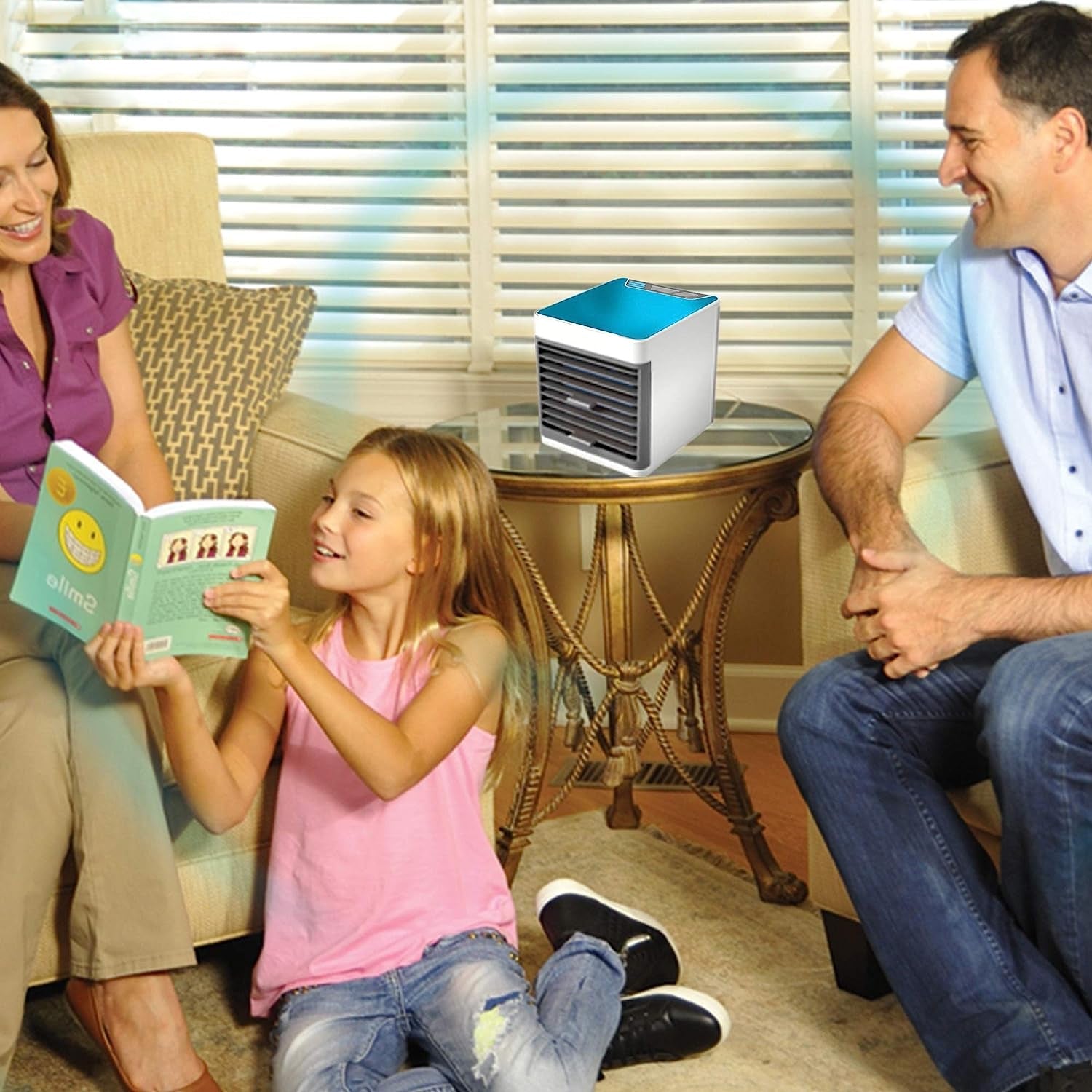 Portable air cooler showcasing its sleek, modern design.