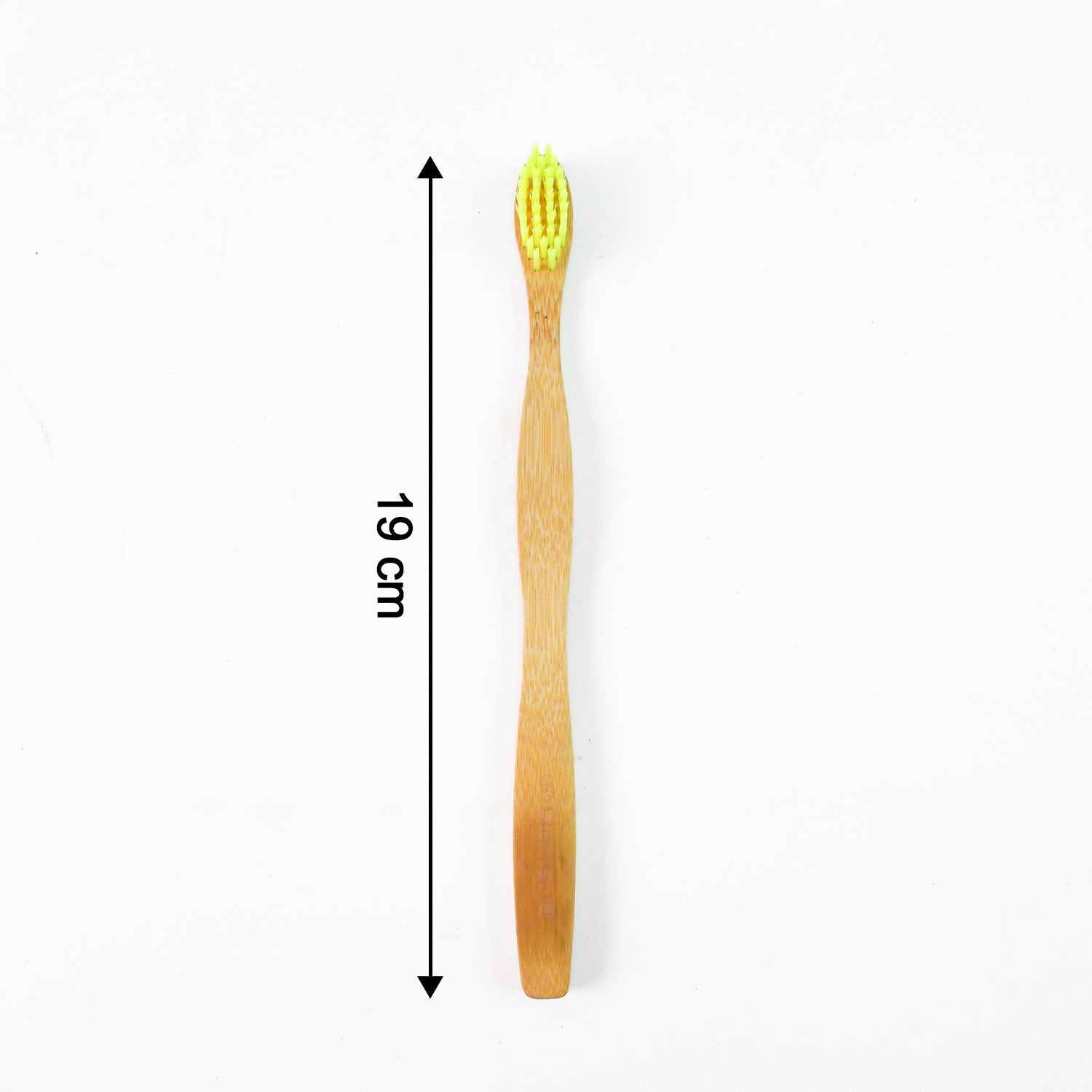 Closeup of natural bamboo toothbrush handle with antimicrobial properties