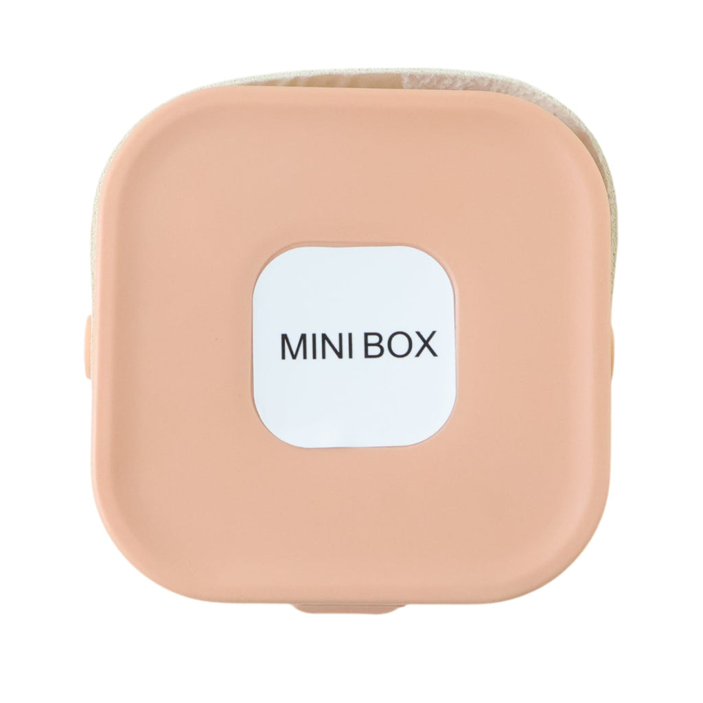 Full view of compact mini jewelry storage box with mirror