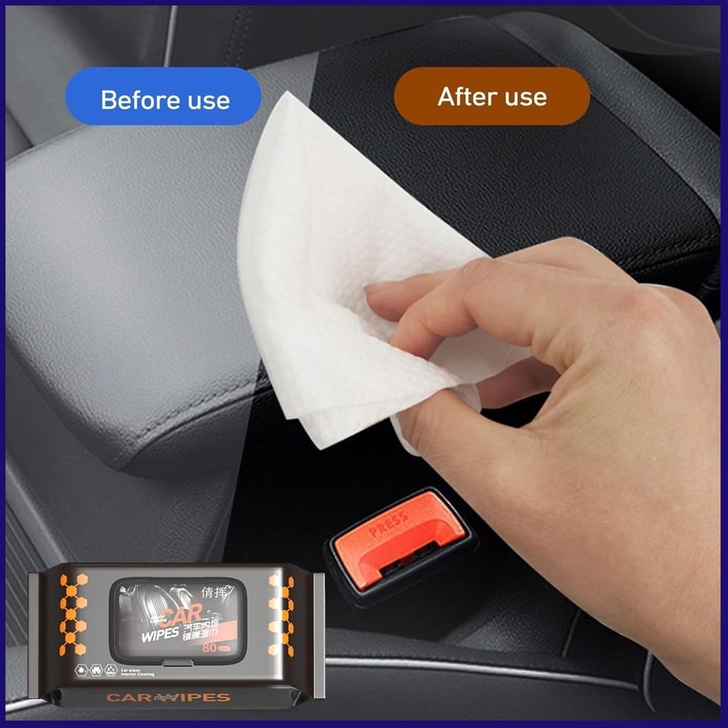 Gentle Car Cleaning Wipe used on a car dashboard surface