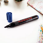 Jumbo tip whiteboard marker with blue ink for bold writing.