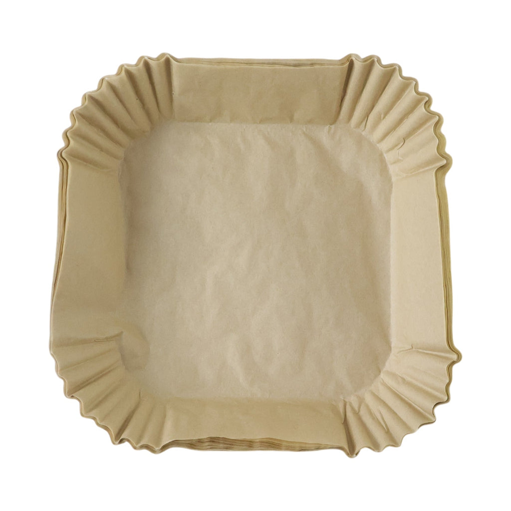 Square paper tray liners for frying and roasting