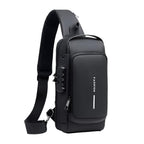 Side view of adjustable anti-theft sling bag showcasing padded strap design
