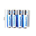 Pack of 4 alkaline AAA batteries for reliable power in household electronics