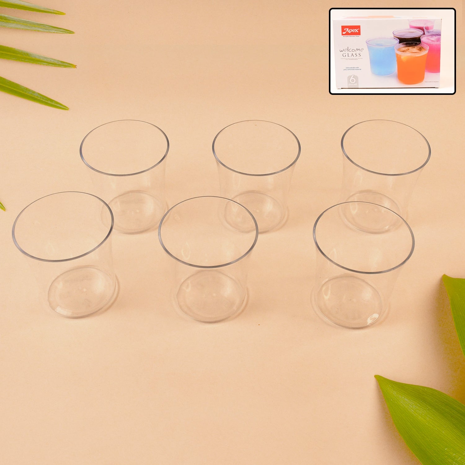 Plastic drinking glasses from Apex Guest Ease collection
