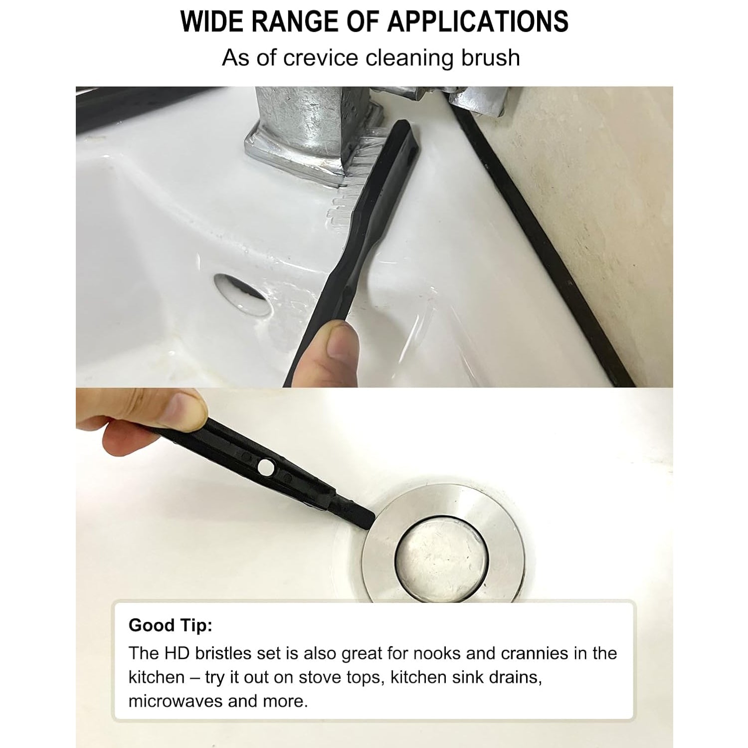 Close-up of the durable bristles on the juicer cleaning tool.