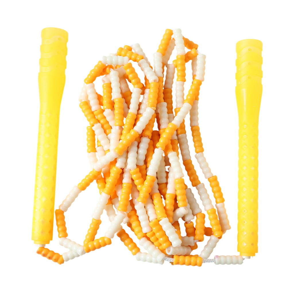 Durable yellow and white beaded rope ideal for kids fitness training