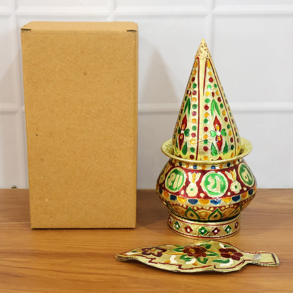 Detailed handcrafted pooja kalash perfect for home temple and festival decorations