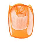 Rectangular foldable laundry hamper made from breathable mesh fabric