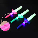Colorful LED lights illuminating on the kids' sword toy