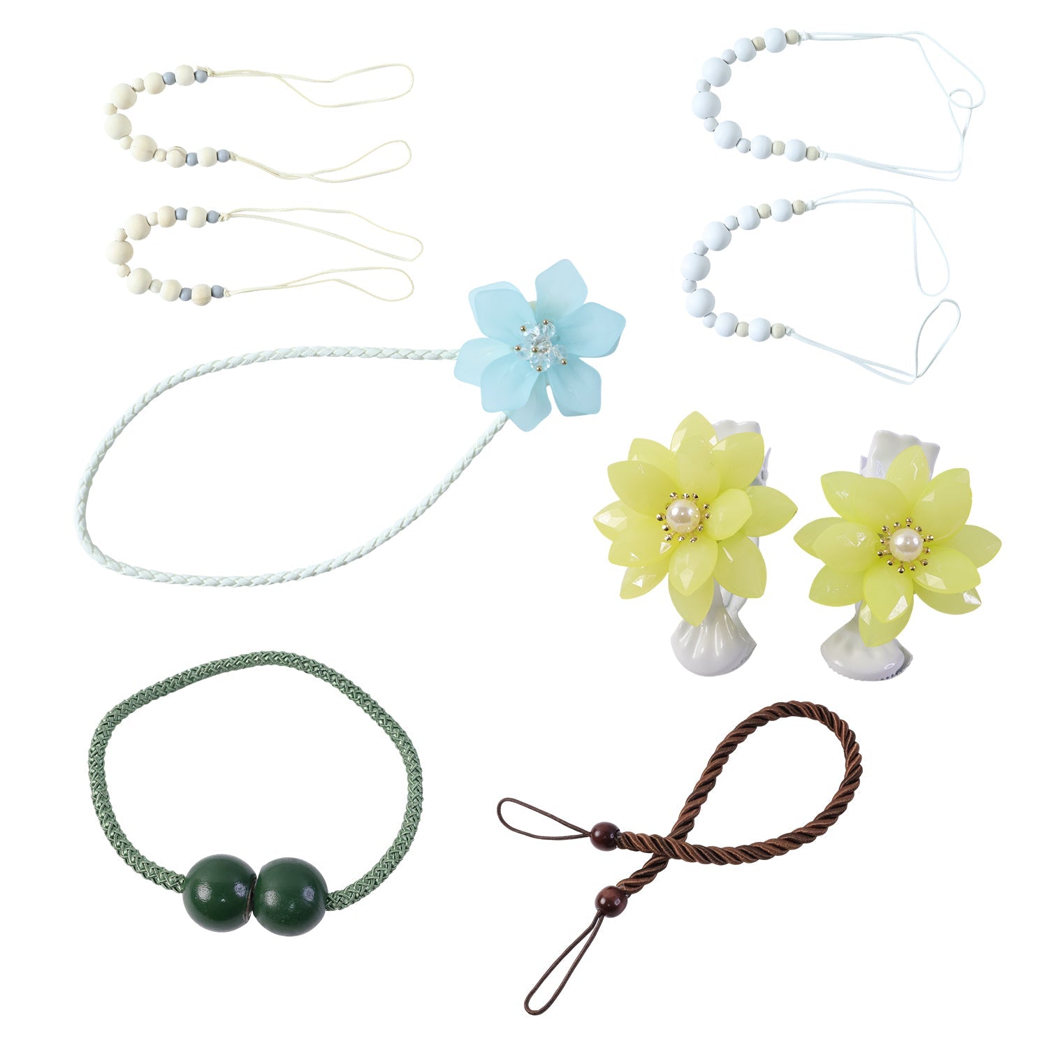 Designer drapery tieback accessory with floral and beaded design