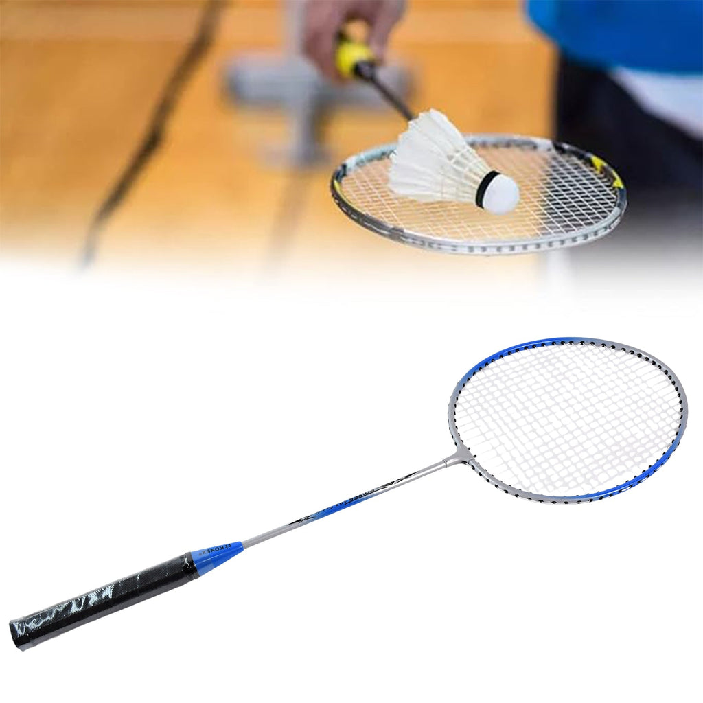 Close-up of metal badminton racket with PU anti-slip grip