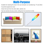 Microfiber duster in action, effortlessly picking up dust.