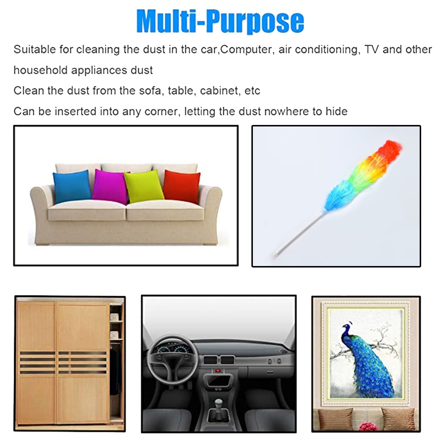 Microfiber duster in action, effortlessly picking up dust.