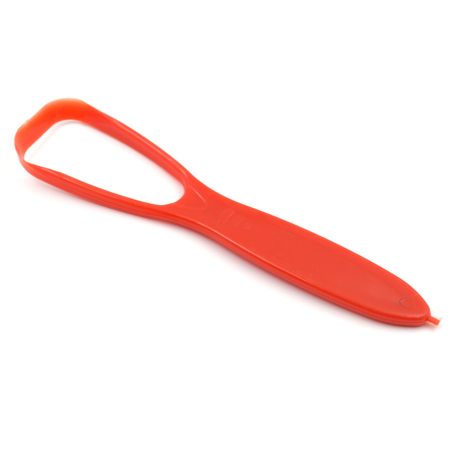 Diagram showing how the plastic tongue cleaner gently removes tongue bacteria.