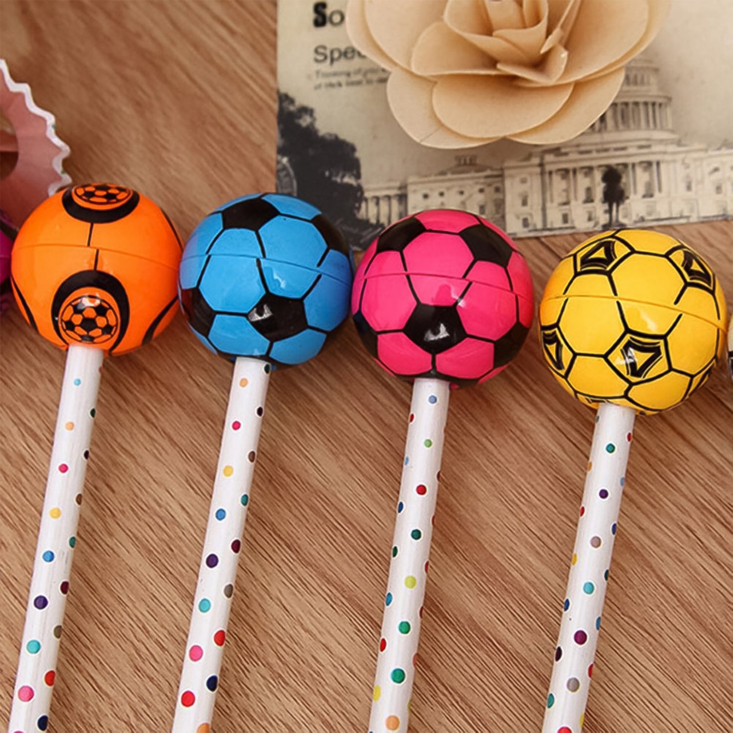 Vibrant 'SharpSphere' design pencil sharpener, a fun addition to any stationery kit.