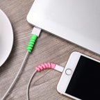 A convenient 10-pack of colourful spiral silicone cable organizers for various cables.