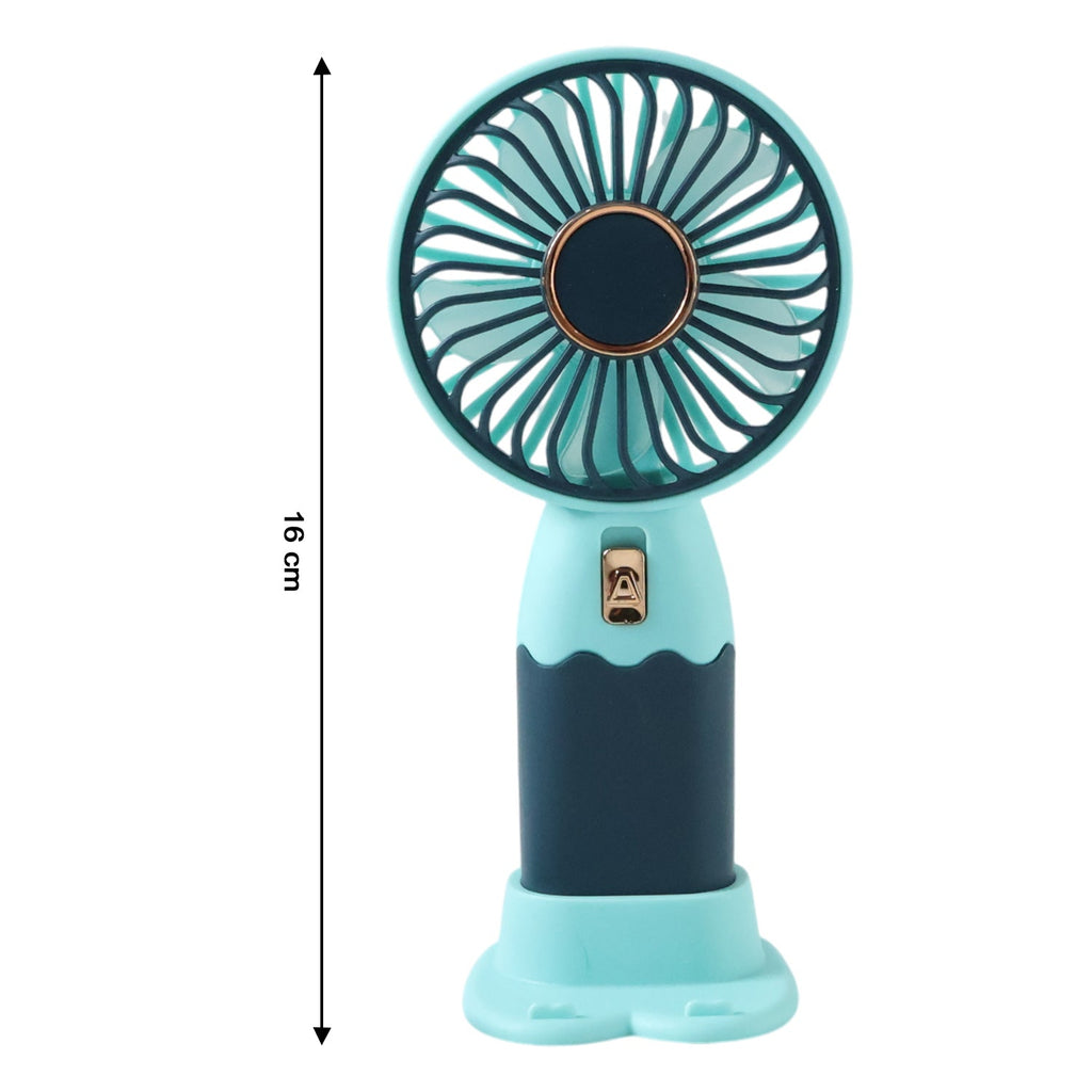 Black rechargeable portable mini fan with USB charging port