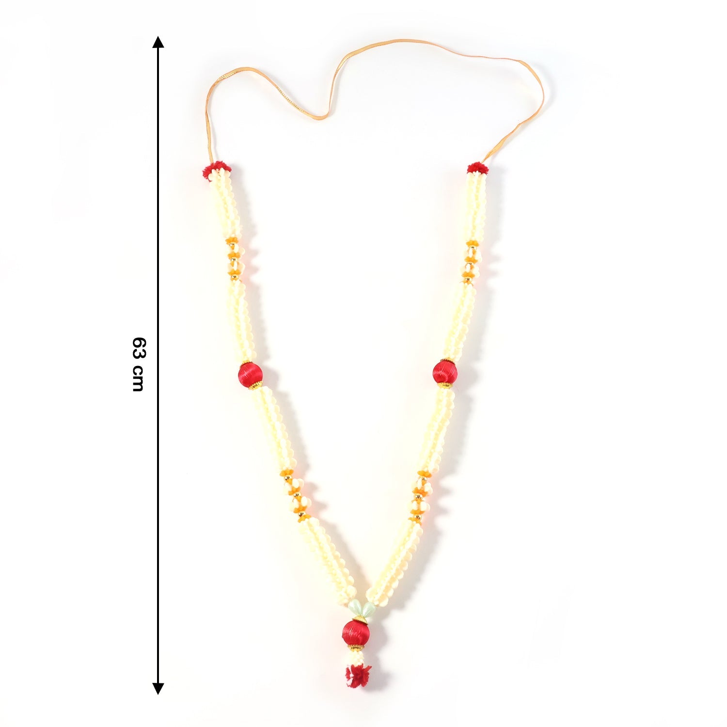 Religious pooja gajra garland with beads for idol adornment
