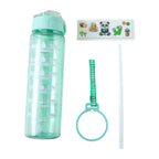 Leakproof opened flip top lid showing built-in straw on water bottle