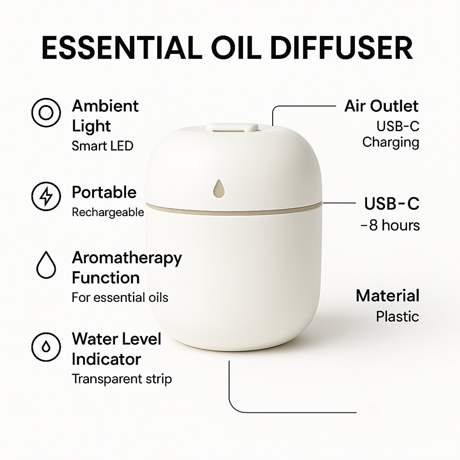Mini USB Humidifier in use, creating a soothing mist in a home office.
