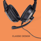 Wired headset showing adjustable headband and noise isolating mic