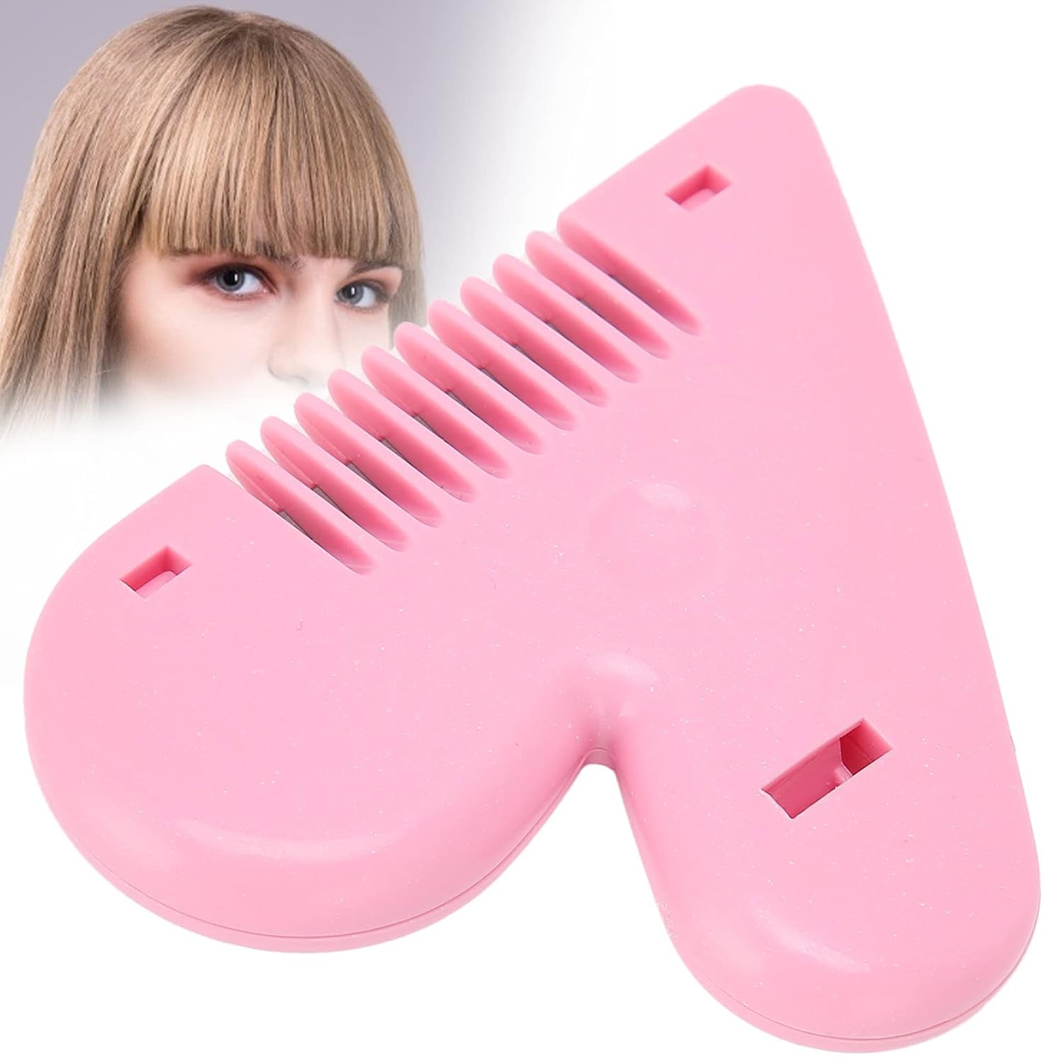 Close-up of heart-shaped handle baby hair scissors with precise blades.