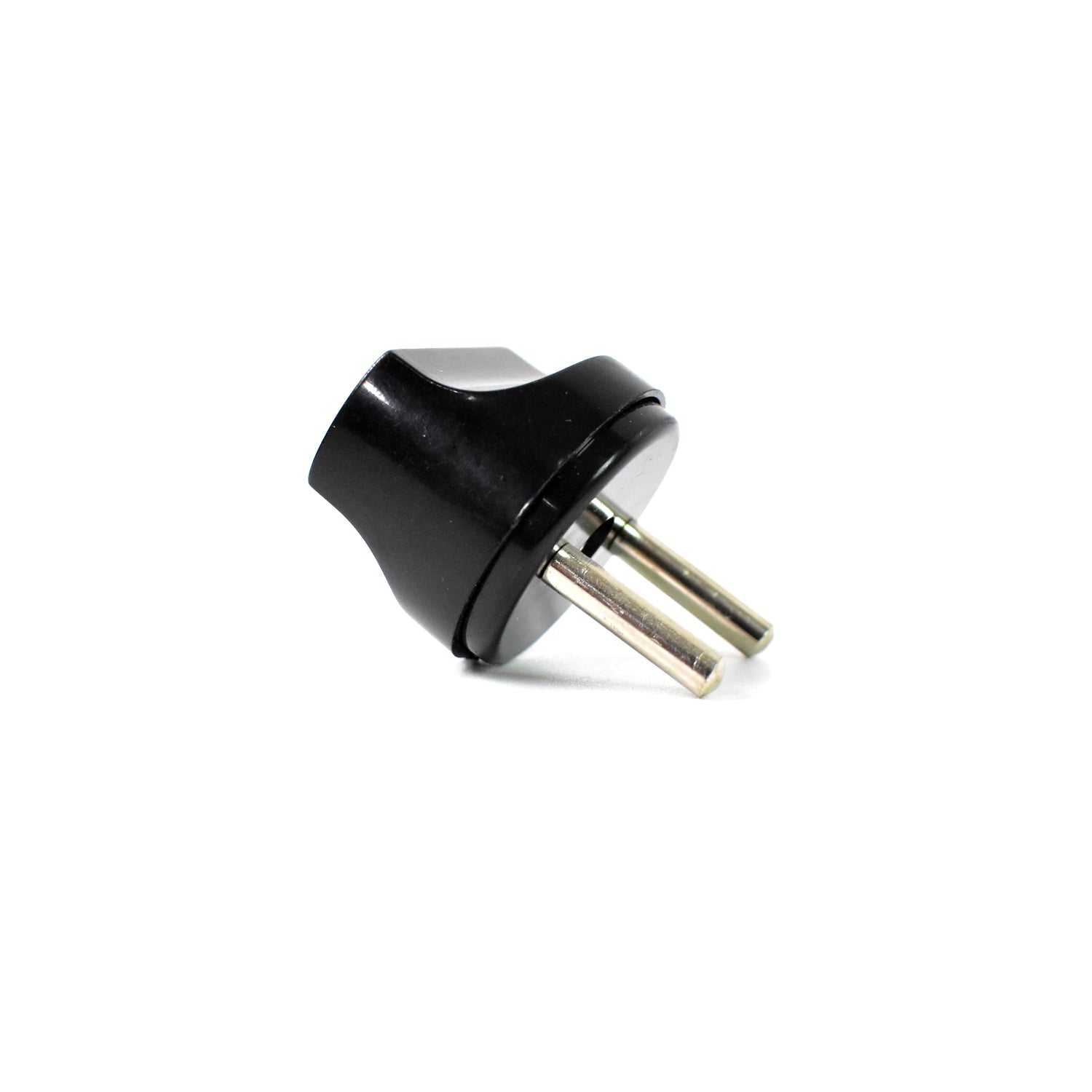 Front view of black 2 Pin Plug Adapter with secure connection